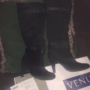 Slouchy faux suede boots. Size 9